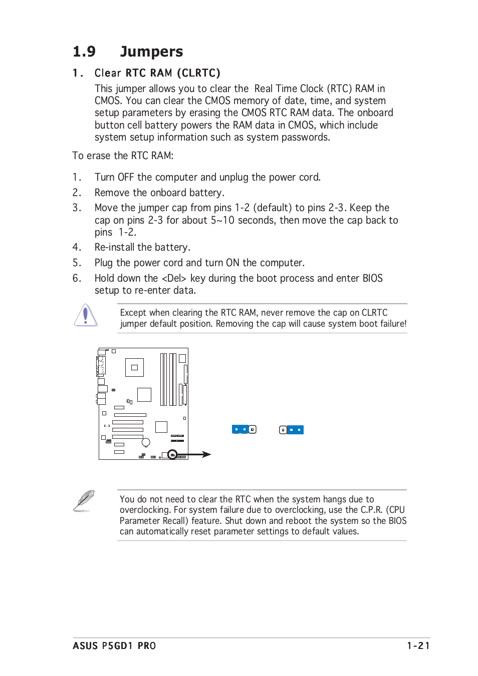 9 jumpers | Asus P5GD1 Pro User Manual | Page 33 / 96