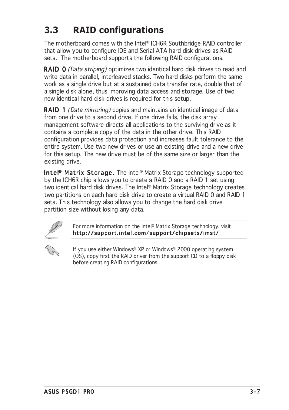 3 raid configurations | Asus P5GD1 Pro User Manual | Page 91 / 96