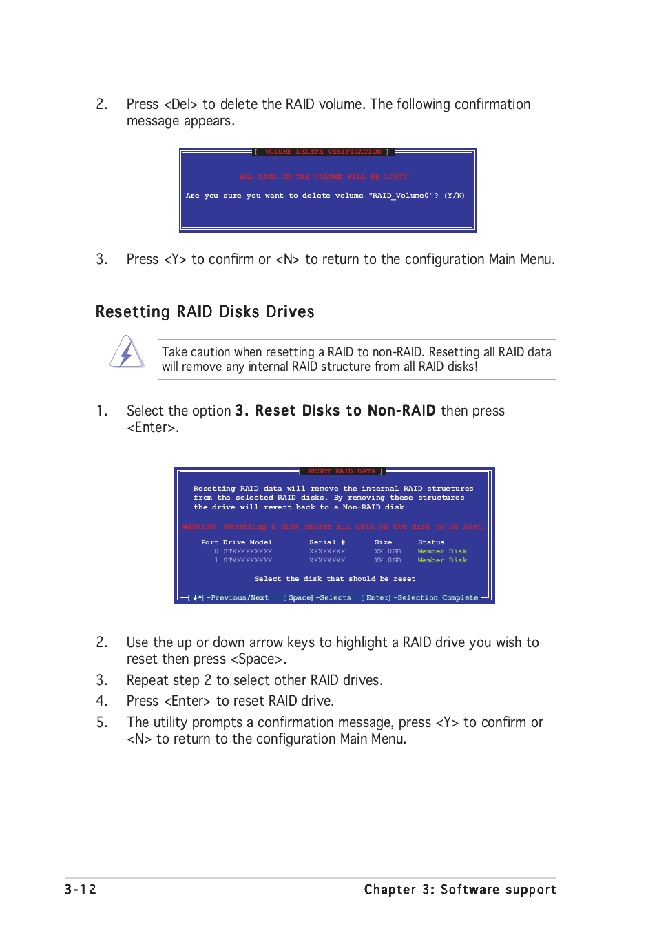 Resetting raid disks drives | Asus P5GD1 Pro User Manual | Page 96 / 96