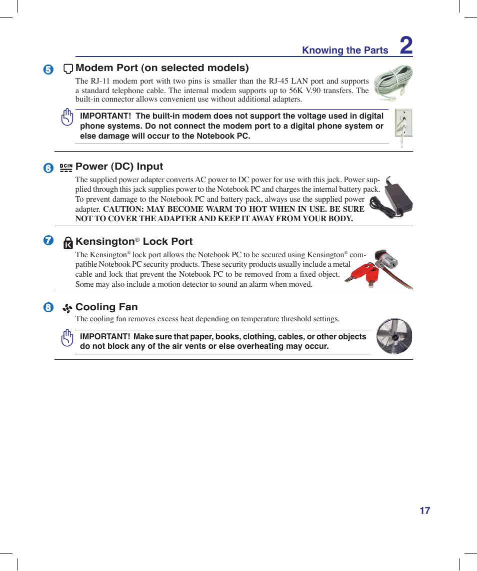 Asus X58LE User Manual | Page 17 / 83