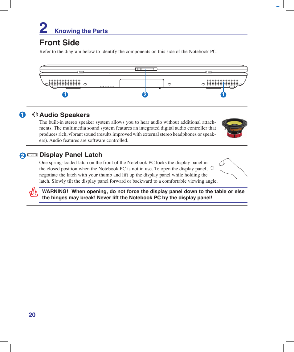 Front side | Asus X58LE User Manual | Page 20 / 83