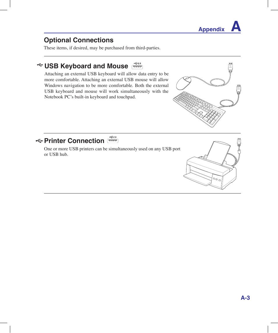 Optional connections, Connections | Asus X58LE User Manual | Page 53 / 83