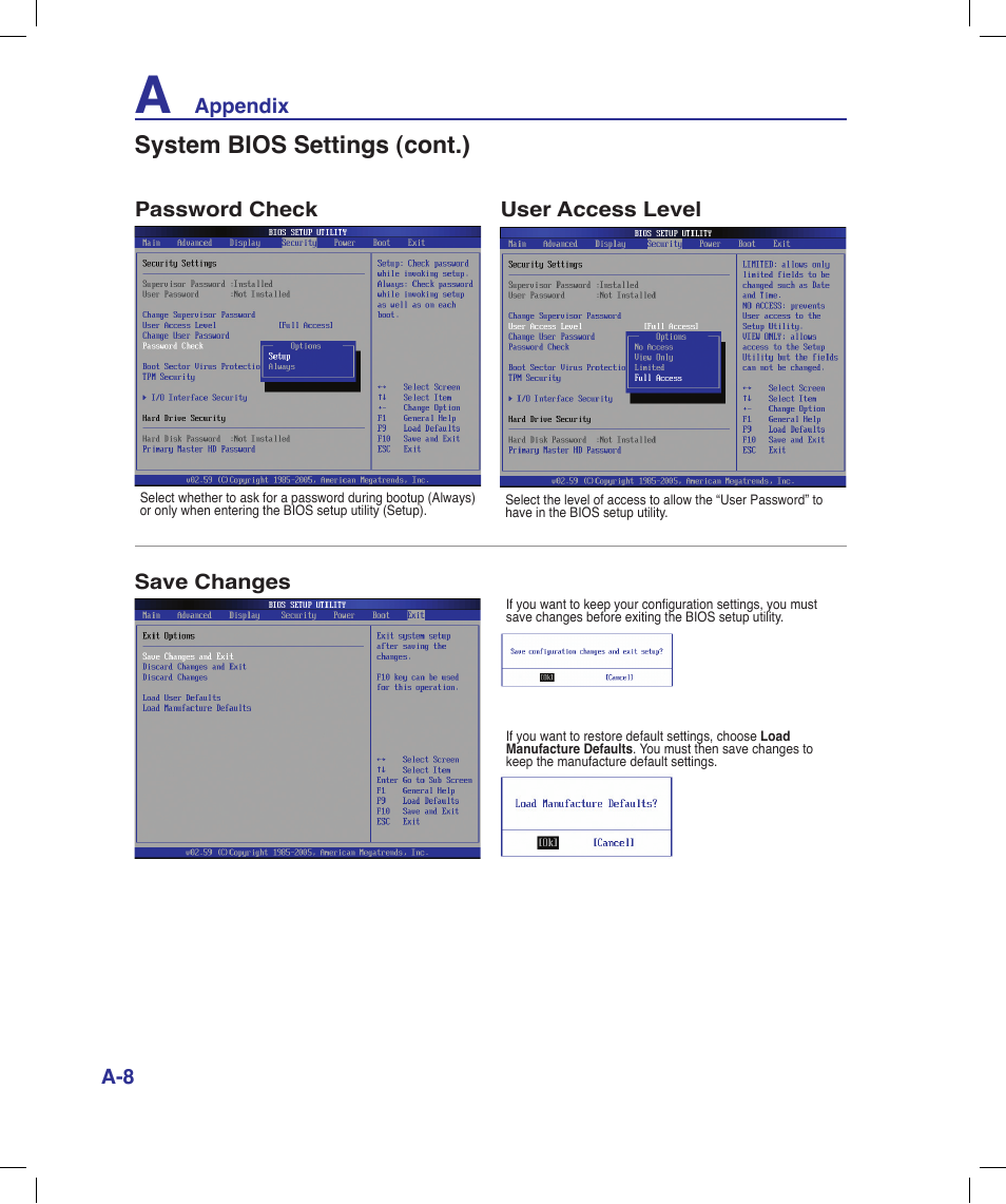 System bios settings (cont.) | Asus X58LE User Manual | Page 58 / 83