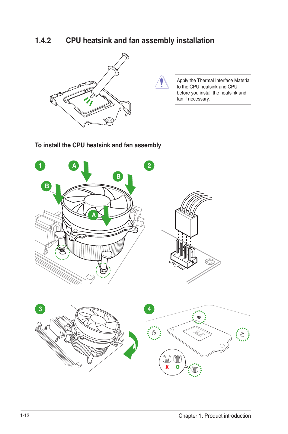 2 cpu heatsink and fan assembly installation, Cpu heatsink and fan assembly installation -12 | Asus P8H61-M LE R2.0 User Manual | Page 24 / 81