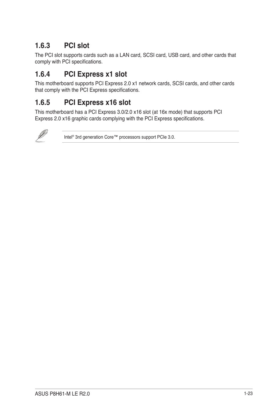 3 pci slot, 4 pci express x1 slot, 5 pci express x16 slot | Pci slot -23, Pci express x1 slot -23, Pci express x16 slot -23 | Asus P8H61-M LE R2.0 User Manual | Page 35 / 81