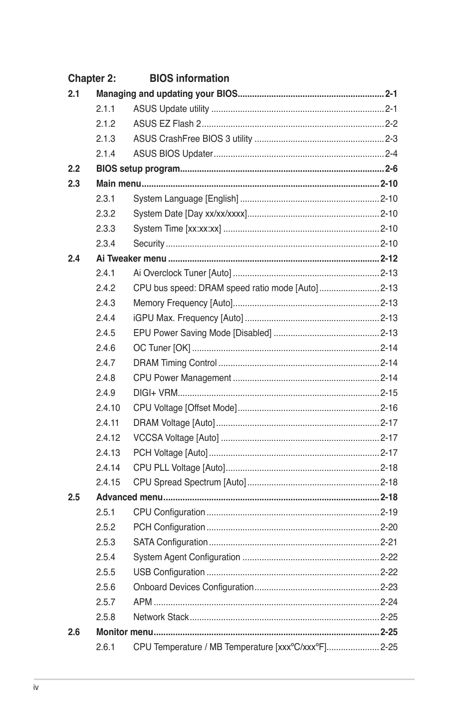 Asus P8H61-M LE R2.0 User Manual | Page 4 / 81