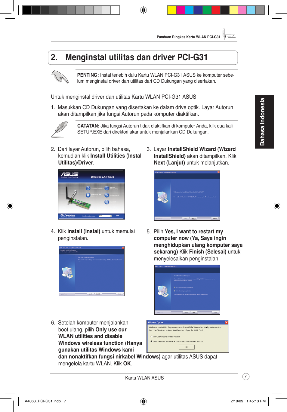  menginstalutilitasdandriverpci-g31 | Asus PCI-G31 User Manual | Page 11 / 32