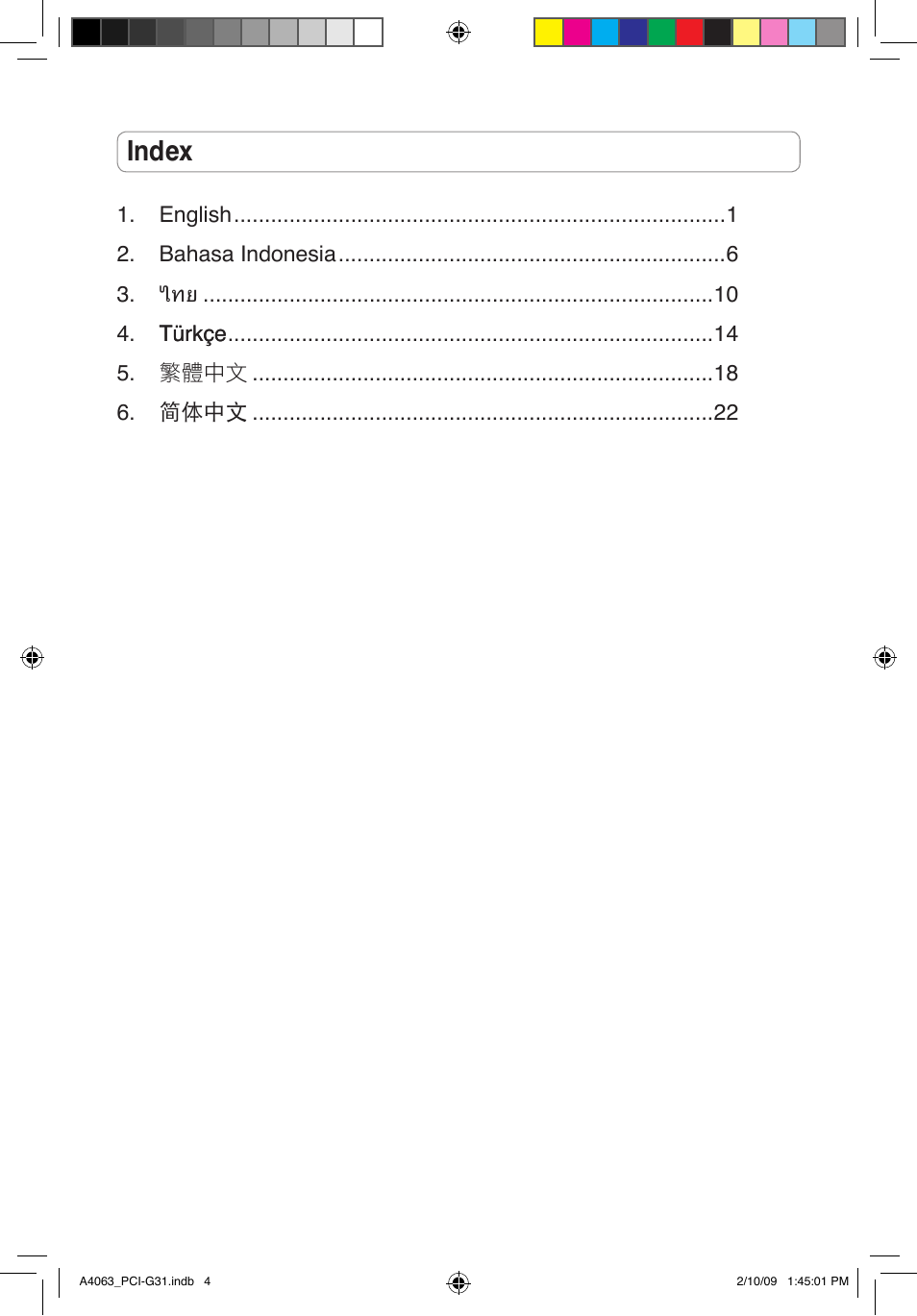 Index | Asus PCI-G31 User Manual | Page 4 / 32