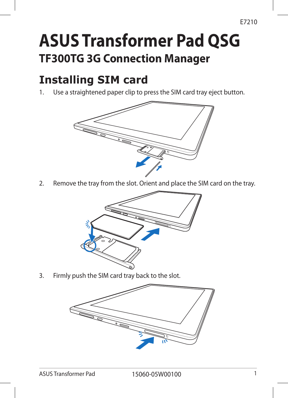 Asus Transformer Pad TF300TG User Manual | 8 pages