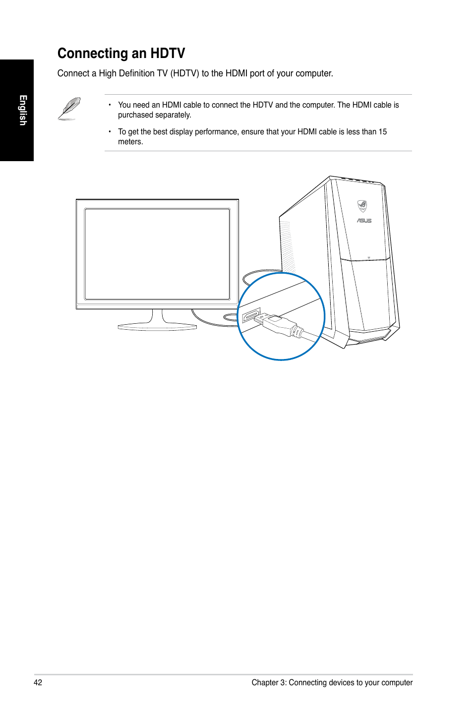 Connecting an hdtv | Asus CG8480 User Manual | Page 42 / 98