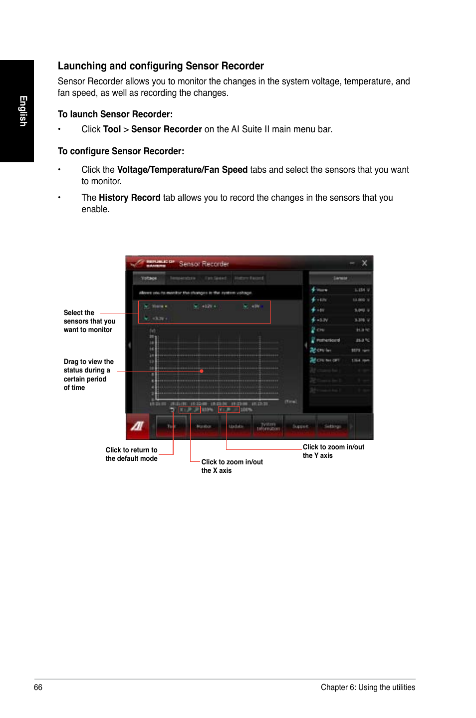 Launching and configuring sensor recorder | Asus CG8480 User Manual | Page 66 / 98