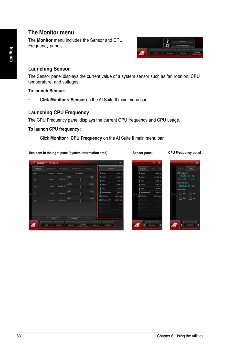 The monitor menu | Asus CG8480 User Manual | Page 68 / 98