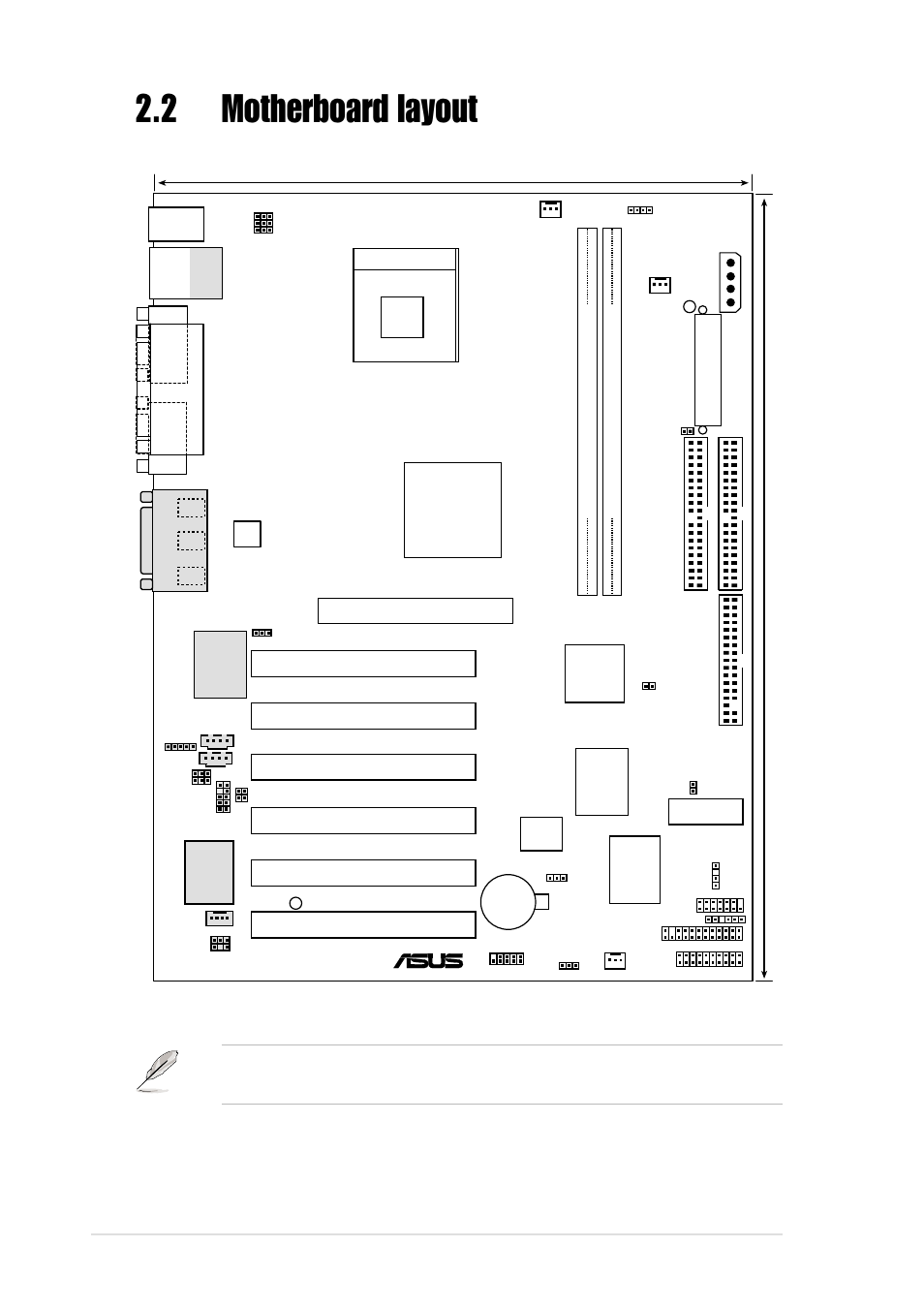 2 motherboard layout, 2 chapter 2: hardware information, Pci1 pci2 pci4 pci3 | Pci5, Pci6, P4b266-c, Super i/o | Asus P4B266-C User Manual | Page 24 / 126