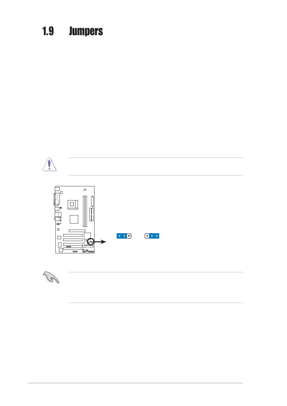 9 jumpers, 14 chapter 1: product introduction | Asus P4PE2-X User Manual | Page 24 / 64