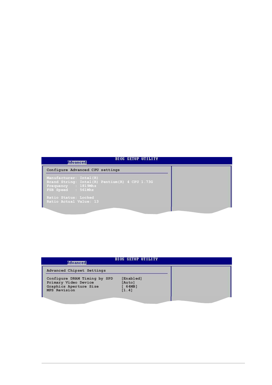 2 cpu configuration, 3 chipset, Ddr reference voltage [auto | Cpu vcore voltage [auto, Spread spectrum [enabled, Configure dram timing by spd [enabled | Asus P4PE2-X User Manual | Page 47 / 64