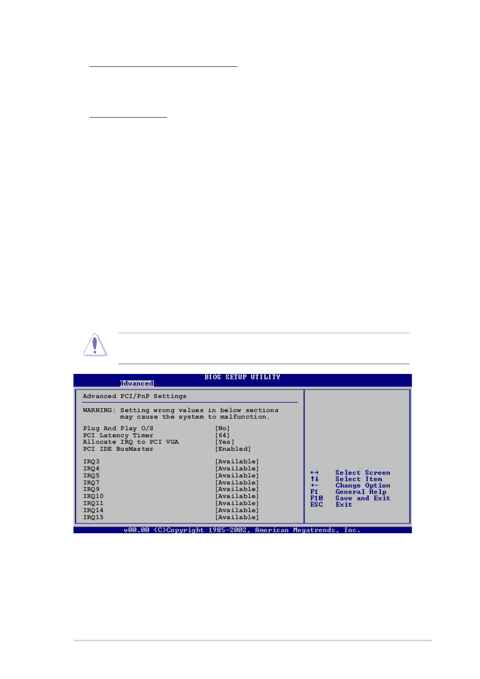 5 pci pnp, Parallel port irq [irq7, Onboard game/midi port [disabled | Plug and play o/s [no, Epp version [1.9 | Asus P4PE2-X User Manual | Page 51 / 64