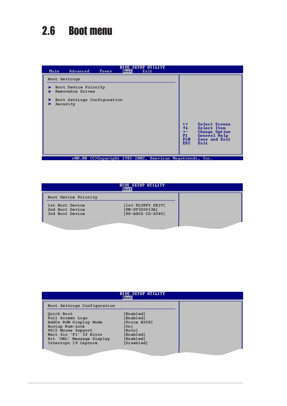 6 boot menu, 2 boot settings configuration, 1 boot device priority | 1st ~ xxth boot device [1st floppy drive, 24 chapter 2: bios setup | Asus P4PE2-X User Manual | Page 56 / 64
