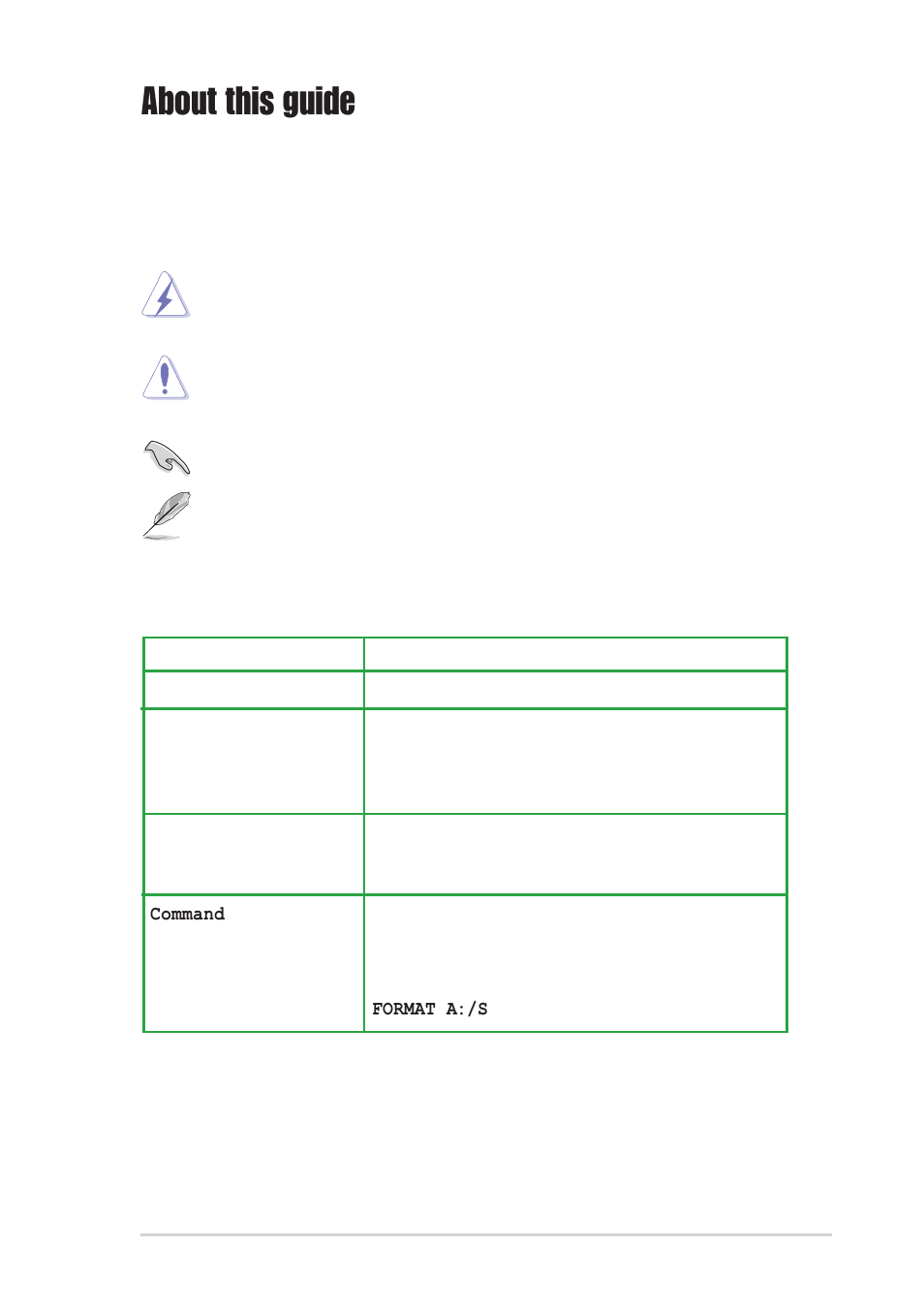 About this guide, Conventions used in this guide, Typography | Asus P4PE2-X User Manual | Page 7 / 64