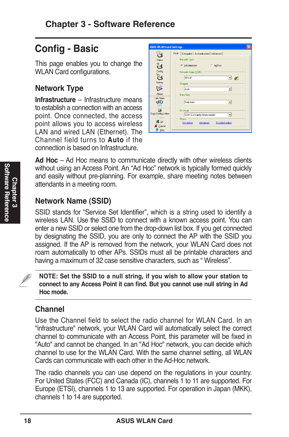 Conﬁg - basic, Chapter 3 - software reference | Asus WL-169gE User Manual | Page 18 / 40