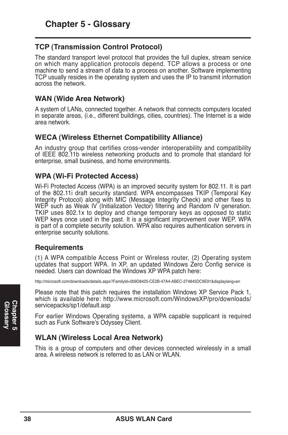 Chapter 5 - glossary | Asus WL-169gE User Manual | Page 38 / 40