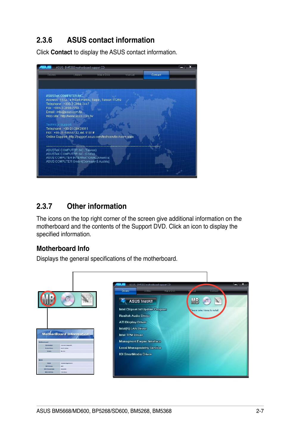 6 asus contact information, 7 other information, Asus contact information -7 | Other information -7 | Asus BP5268 User Manual | Page 23 / 35