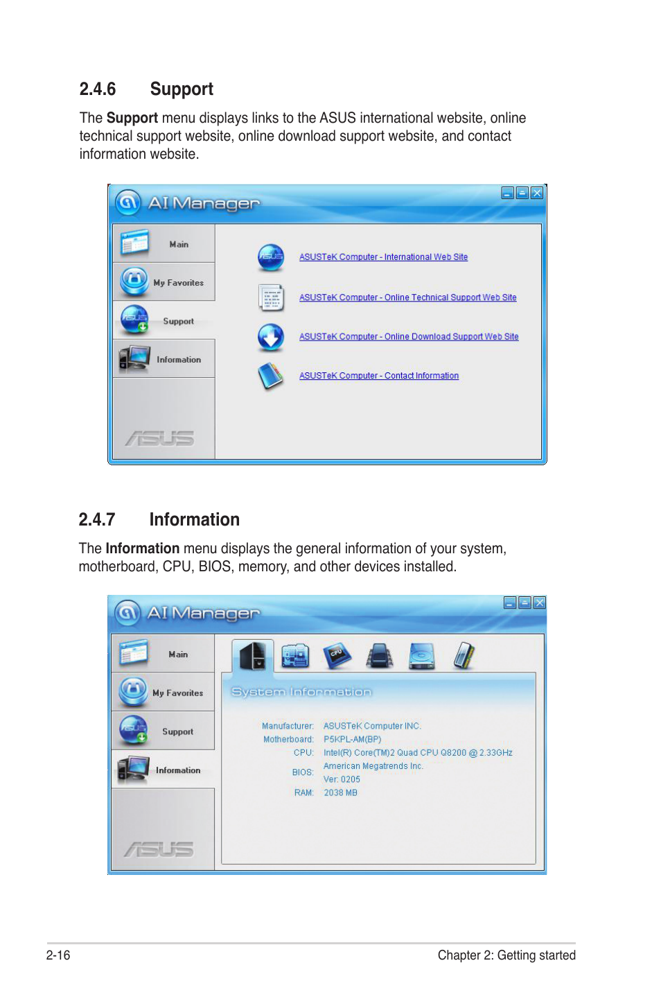 6 support, 7 information, Support -16 | Information -16 | Asus BP5268 User Manual | Page 30 / 33