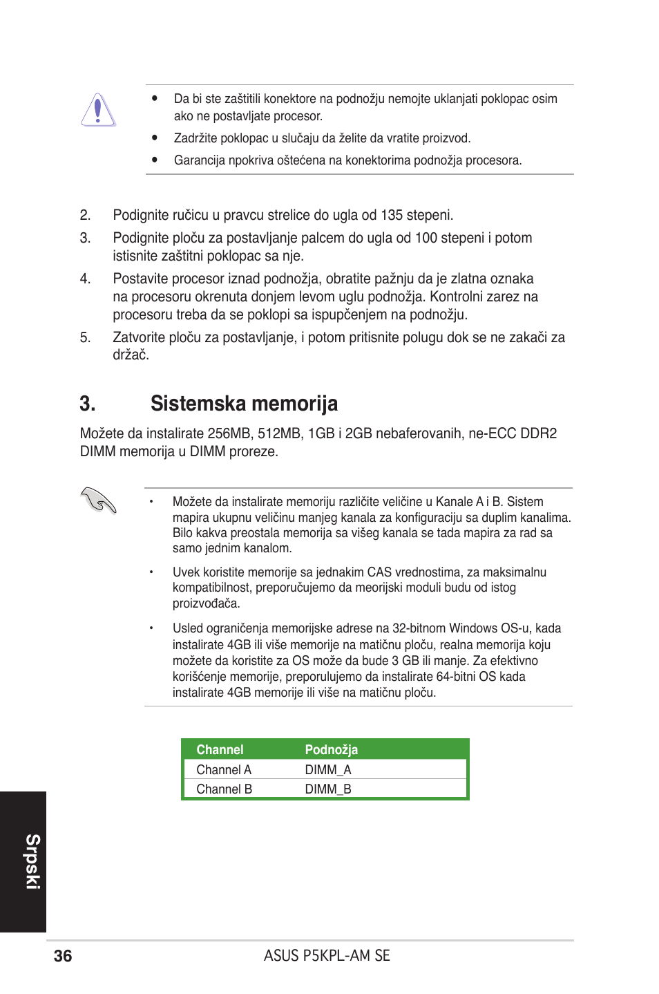 Srpski | Asus P5KPL-AM SE User Manual | Page 36 / 38