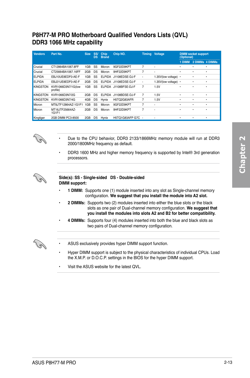 Chapter 2, Asus p8h77-m pro | Asus P8H77-M PRO User Manual | Page 35 / 156