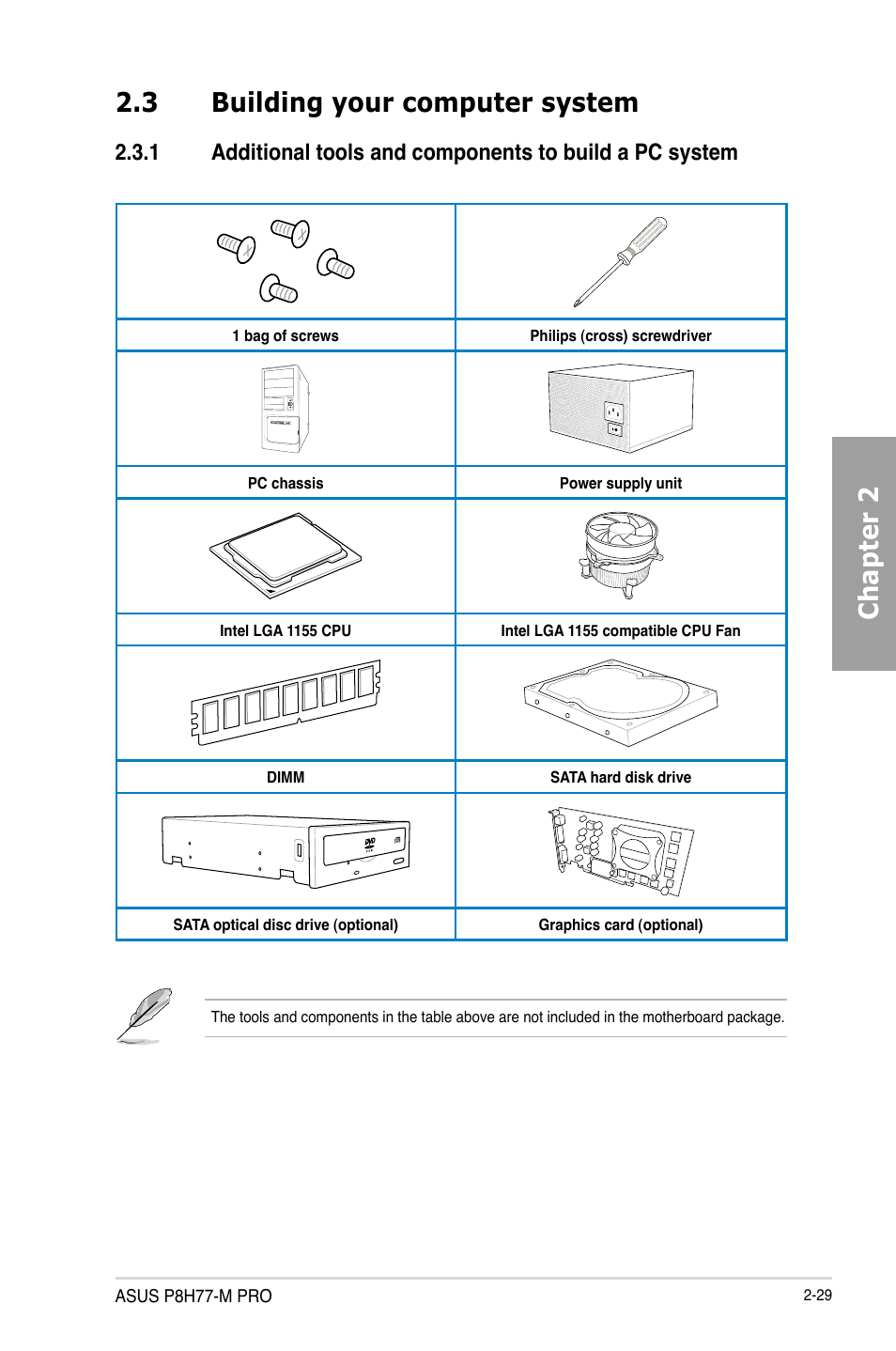Chapter 2 2.3 building your computer system | Asus P8H77-M PRO User Manual | Page 51 / 156