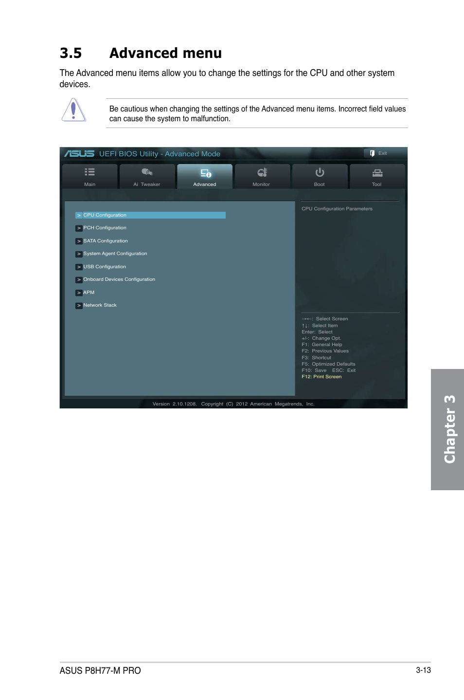 Chapter 3, 5 advanced menu, Asus p8h77-m pro | Asus P8H77-M PRO User Manual | Page 81 / 156