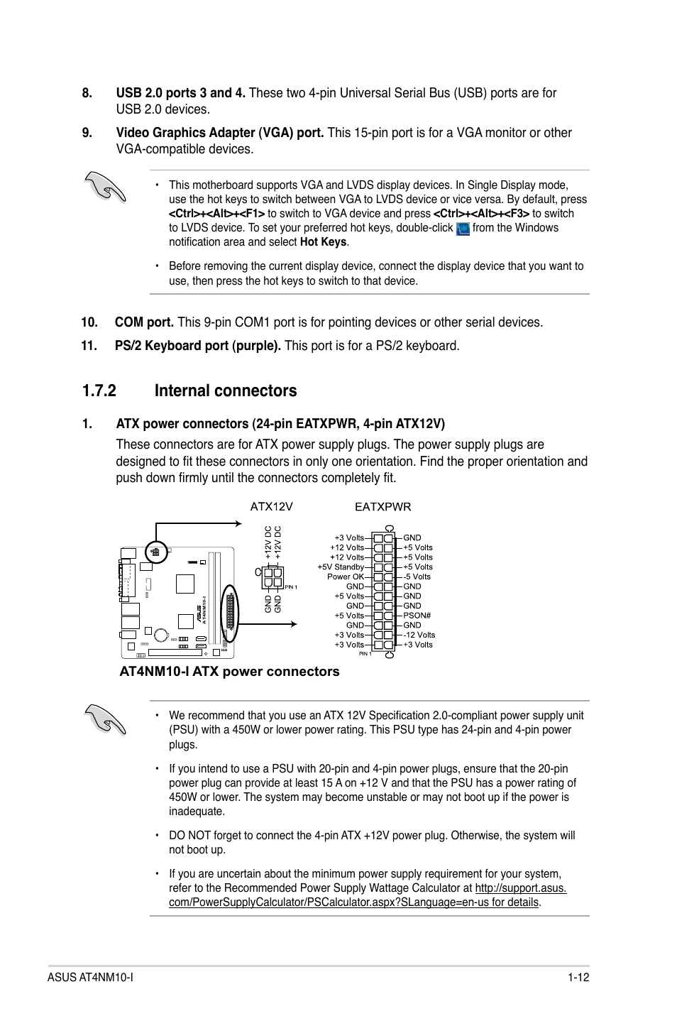 2 internal connectors, Internal connectors -12 | Asus AT4NM10-I User Manual | Page 21 / 44