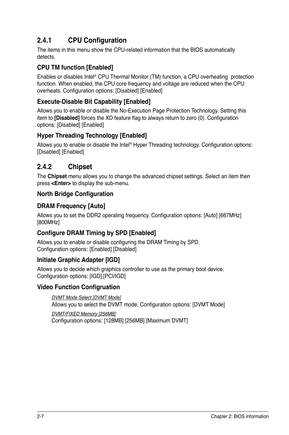 1 cpu configuration, 2 chipset, Cpu configuration -7 | Chipset -7 | Asus AT4NM10-I User Manual | Page 34 / 44