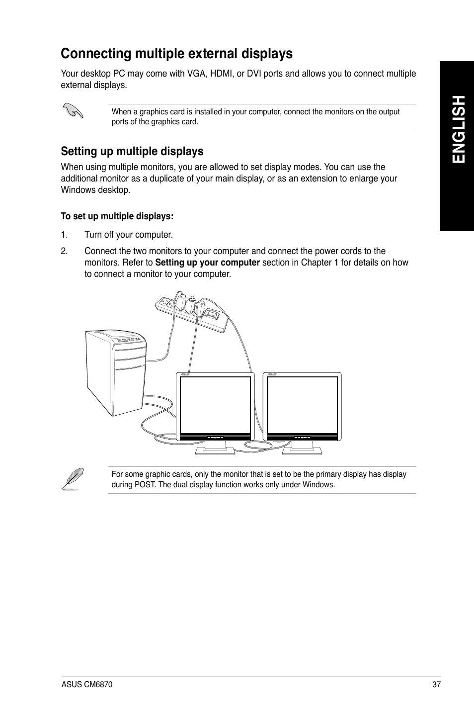 Connecting multiple external displays, En gl is h en gl is h | Asus CM6870 User Manual | Page 37 / 72