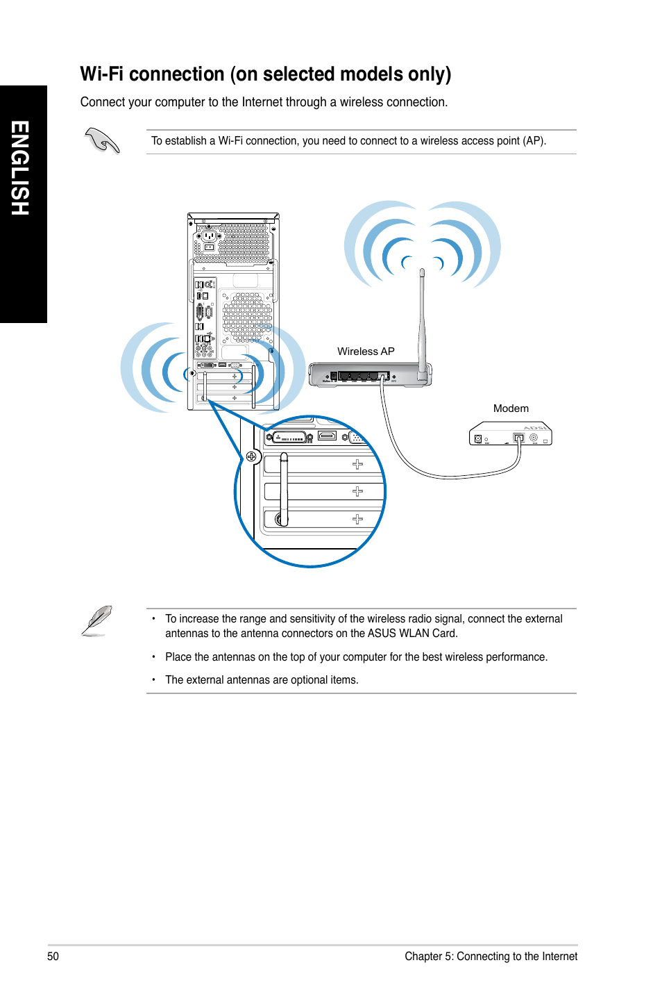 Wi-fi connection (on selected models only), En gl is h en gl is h en gl is h en gl is h | Asus CM6870 User Manual | Page 50 / 72