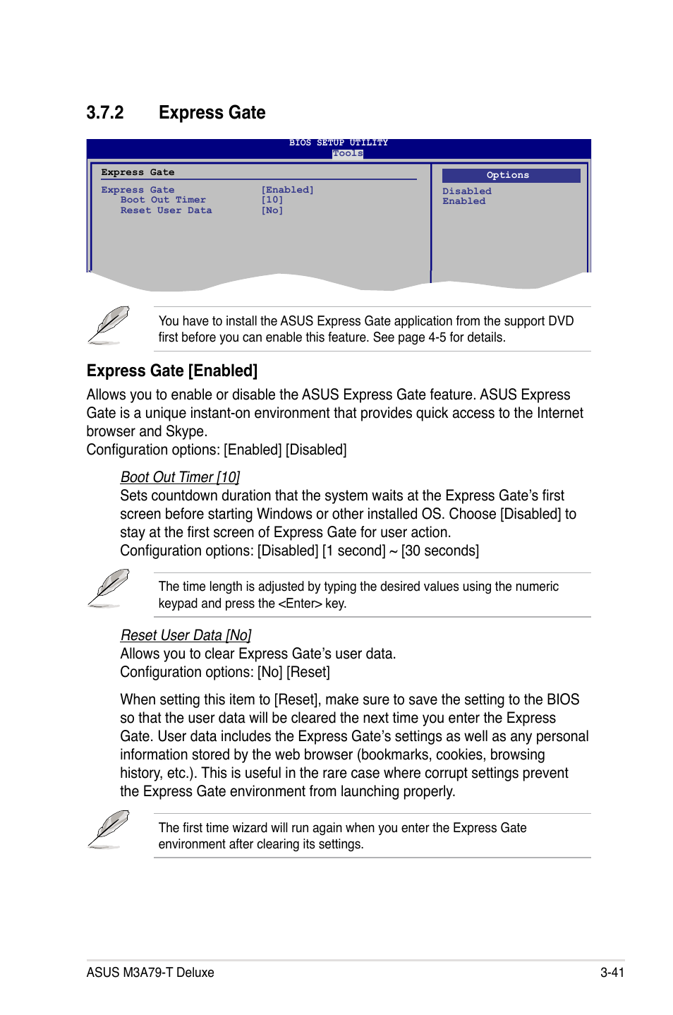 2 express gate, Express gate -41, Express gate [enabled | Asus M3A79-T Deluxe User Manual | Page 105 / 164