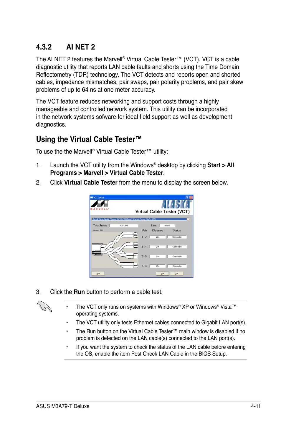 2 ai net 2, Ai net 2 -11, Using the virtual cable tester | Asus M3A79-T Deluxe User Manual | Page 121 / 164