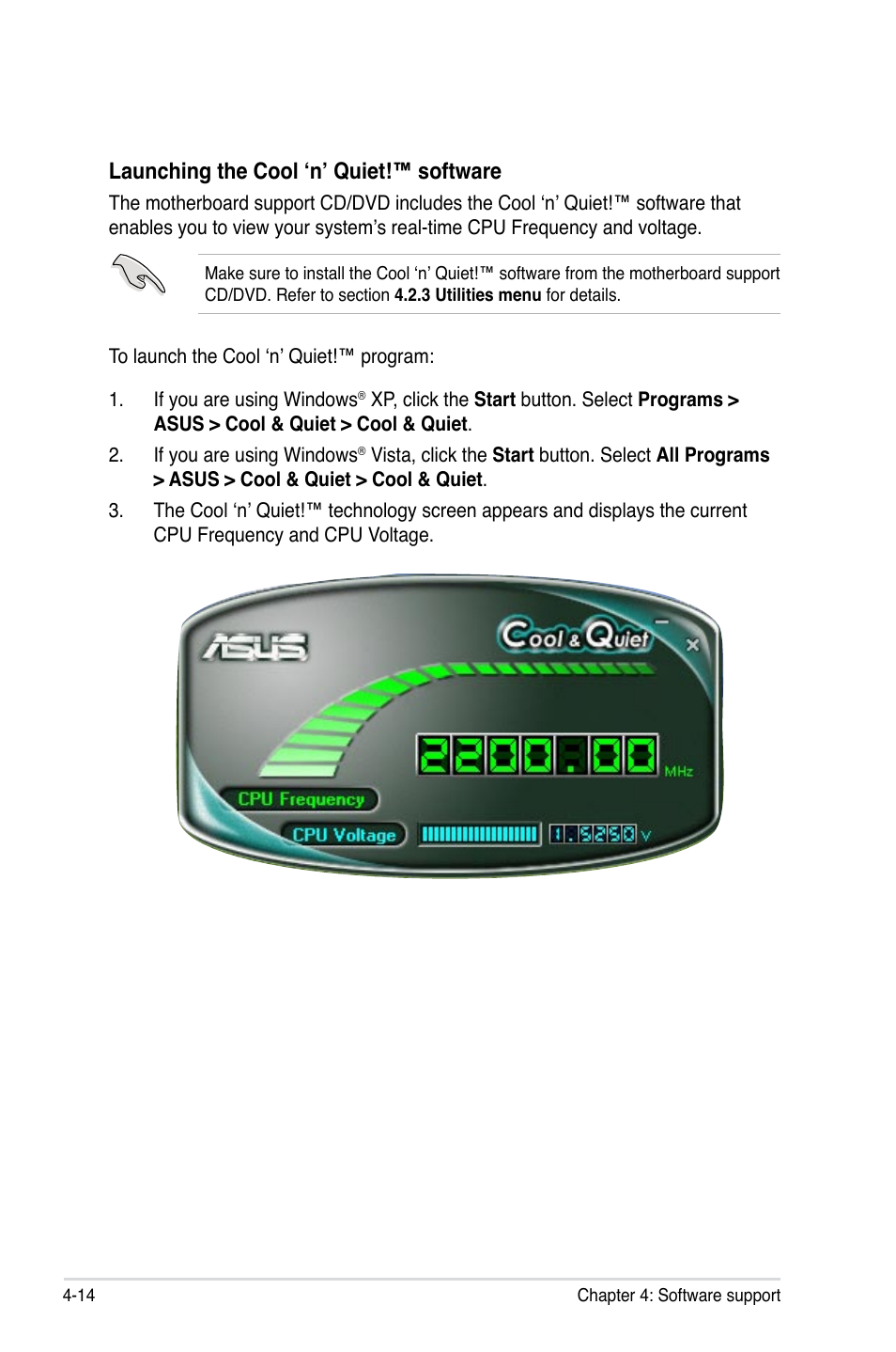 Launching the cool ‘n’ quiet!™ software | Asus M3A79-T Deluxe User Manual | Page 124 / 164