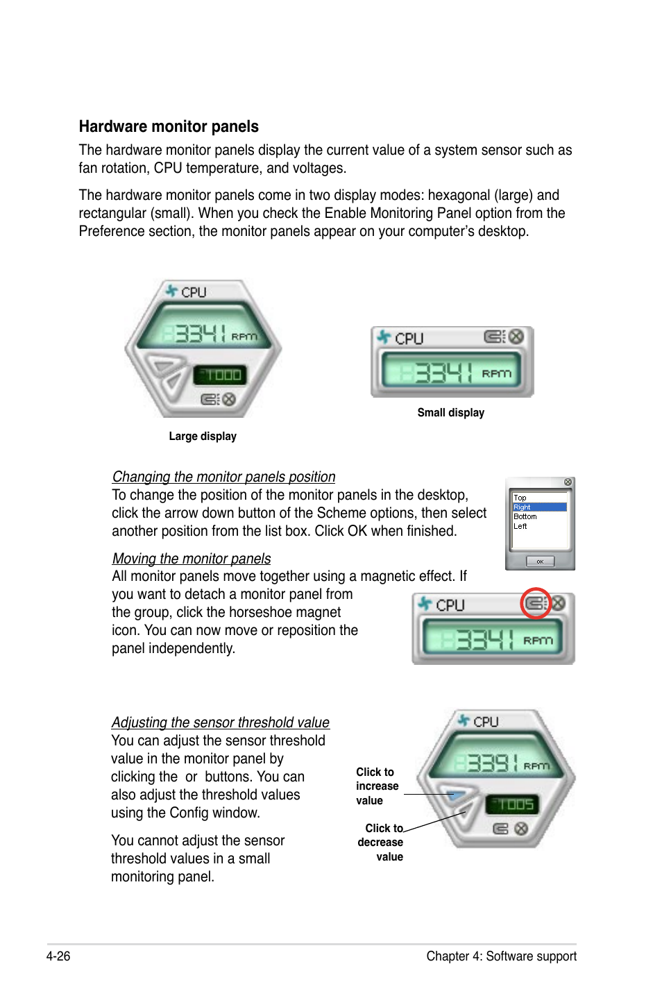 Hardware monitor panels | Asus M3A79-T Deluxe User Manual | Page 136 / 164