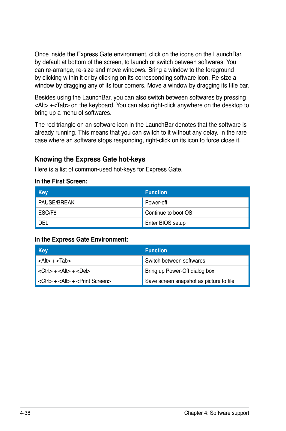 Knowing the express gate hot-keys | Asus M3A79-T Deluxe User Manual | Page 148 / 164