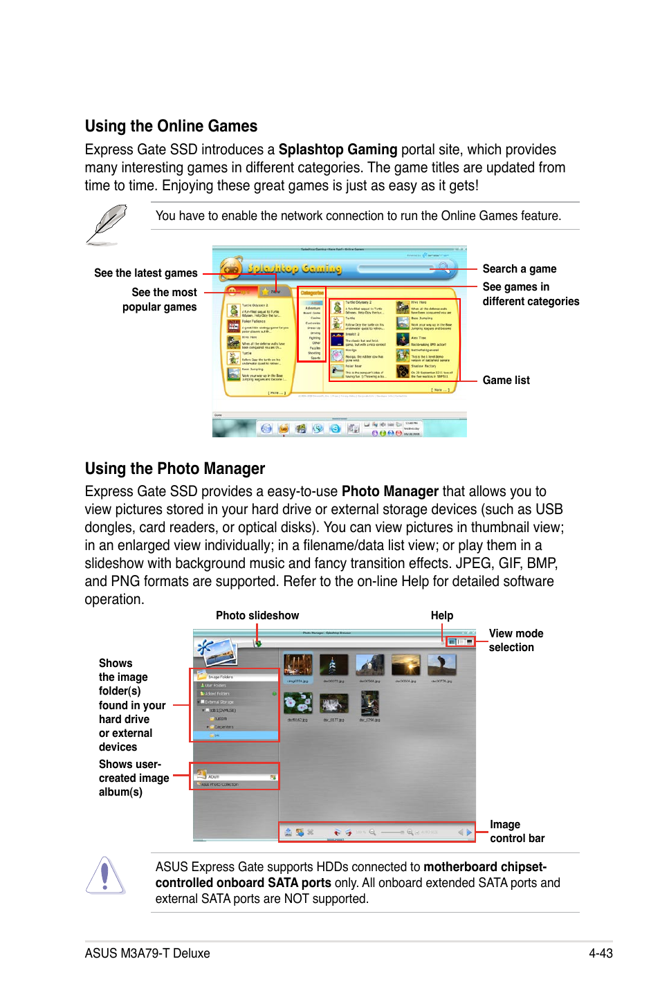 Using the online games, Using the photo manager | Asus M3A79-T Deluxe User Manual | Page 153 / 164