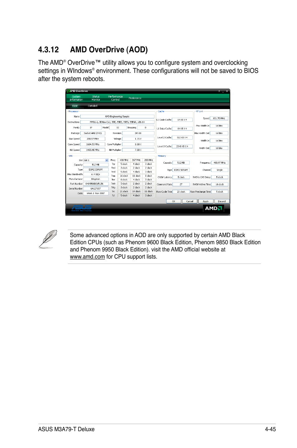 12 amd overdrive (aod), 12 amd overdrive (aod) -45 | Asus M3A79-T Deluxe User Manual | Page 155 / 164