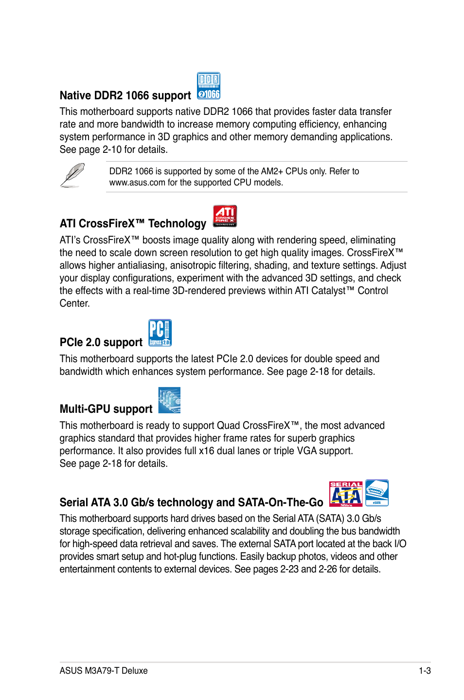 Asus M3A79-T Deluxe User Manual | Page 19 / 164