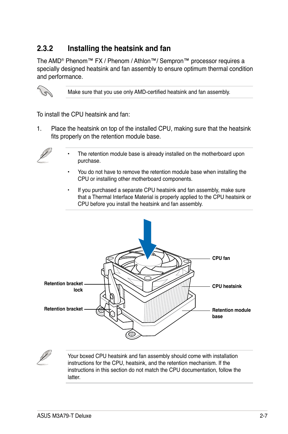 2 installing the heatsink and fan, Installing the heatsink and fan -7 | Asus M3A79-T Deluxe User Manual | Page 33 / 164