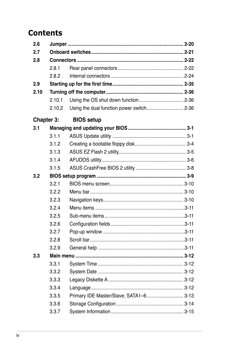 Asus M3A79-T Deluxe User Manual | Page 4 / 164