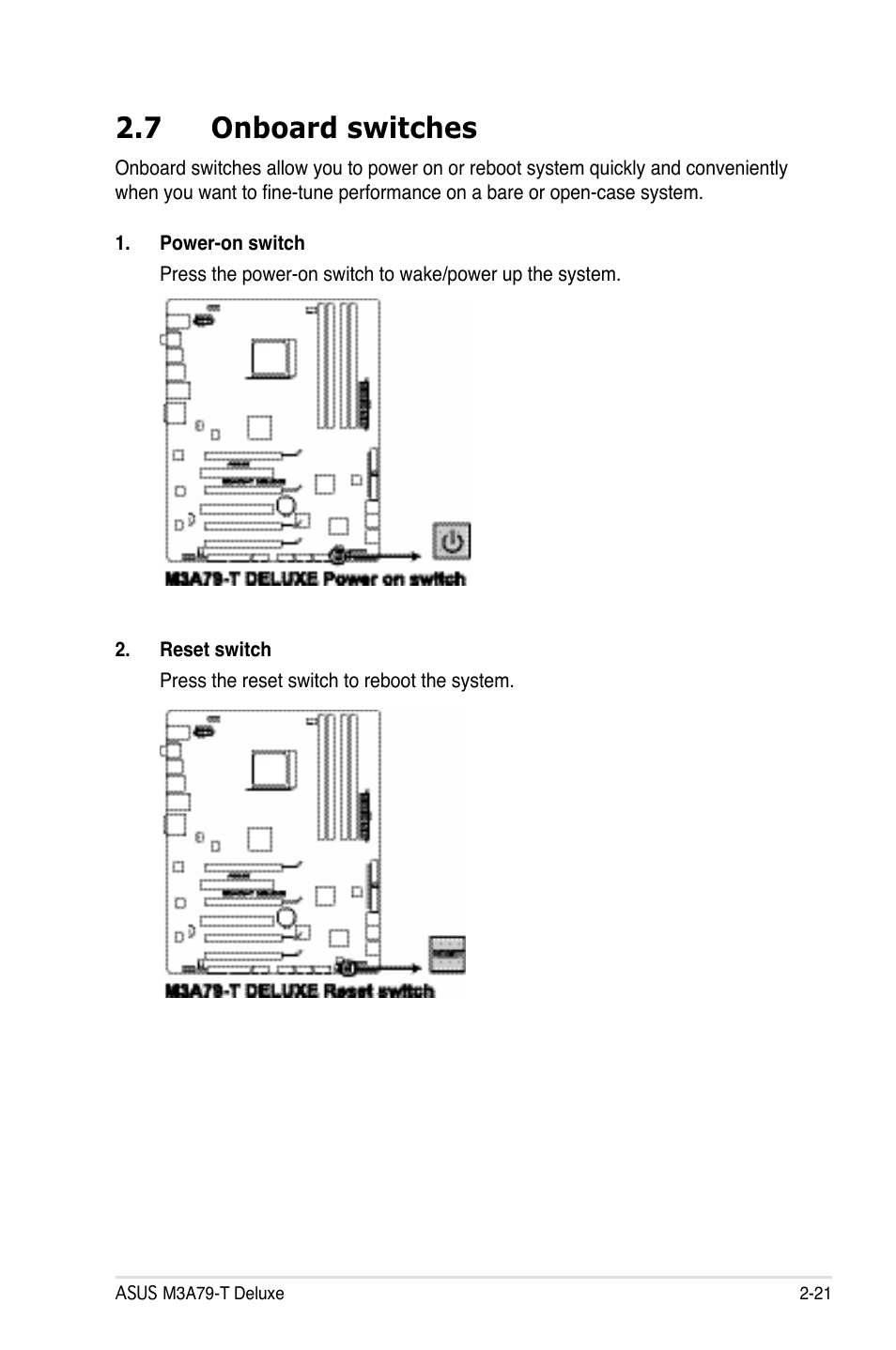 7 onboard switches, Onboard switches -21 | Asus M3A79-T Deluxe User Manual | Page 47 / 164