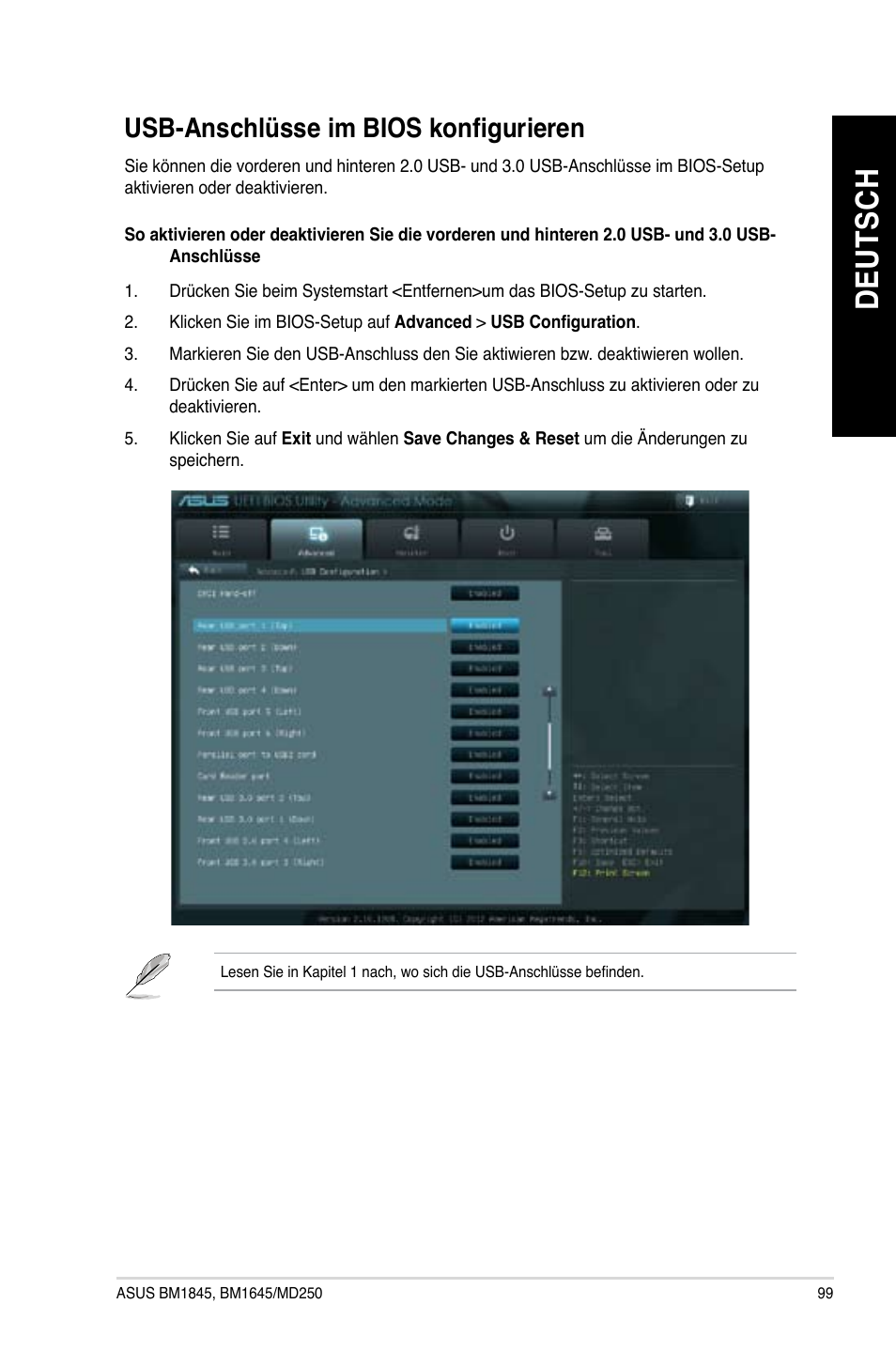 Usb-anschlüsse im bios konfigurieren, De ut sc h de ut sc h | Asus BM1845 User Manual | Page 101 / 644