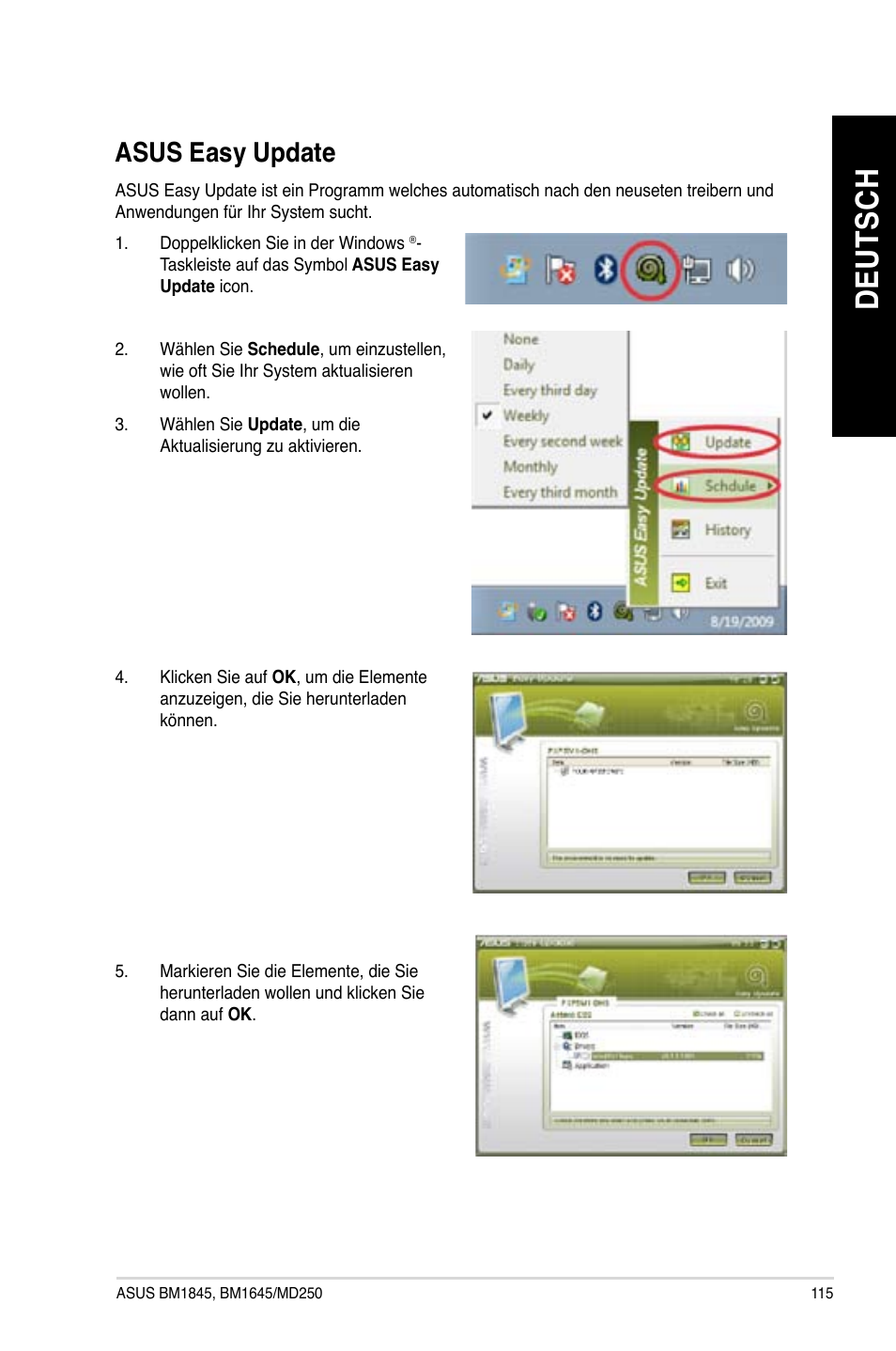 Asus easy update, De ut sc h de ut sc h, Asus.easy.update | Asus BM1845 User Manual | Page 117 / 644