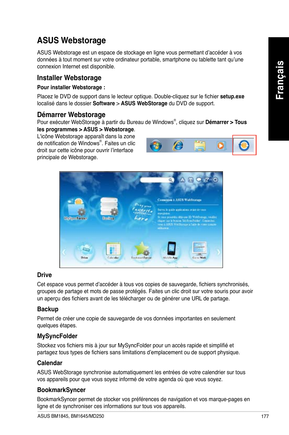 Asus webstorage, Fra nç ais fr an ça is | Asus BM1845 User Manual | Page 179 / 644