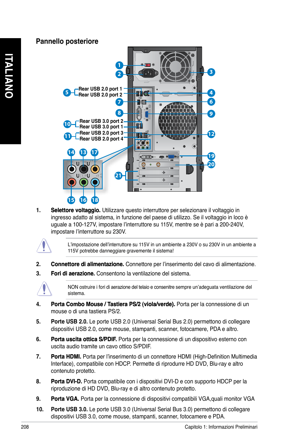 Ita lia no it al ia no ita lia no it al ia no, Pannello posteriore | Asus BM1845 User Manual | Page 210 / 644