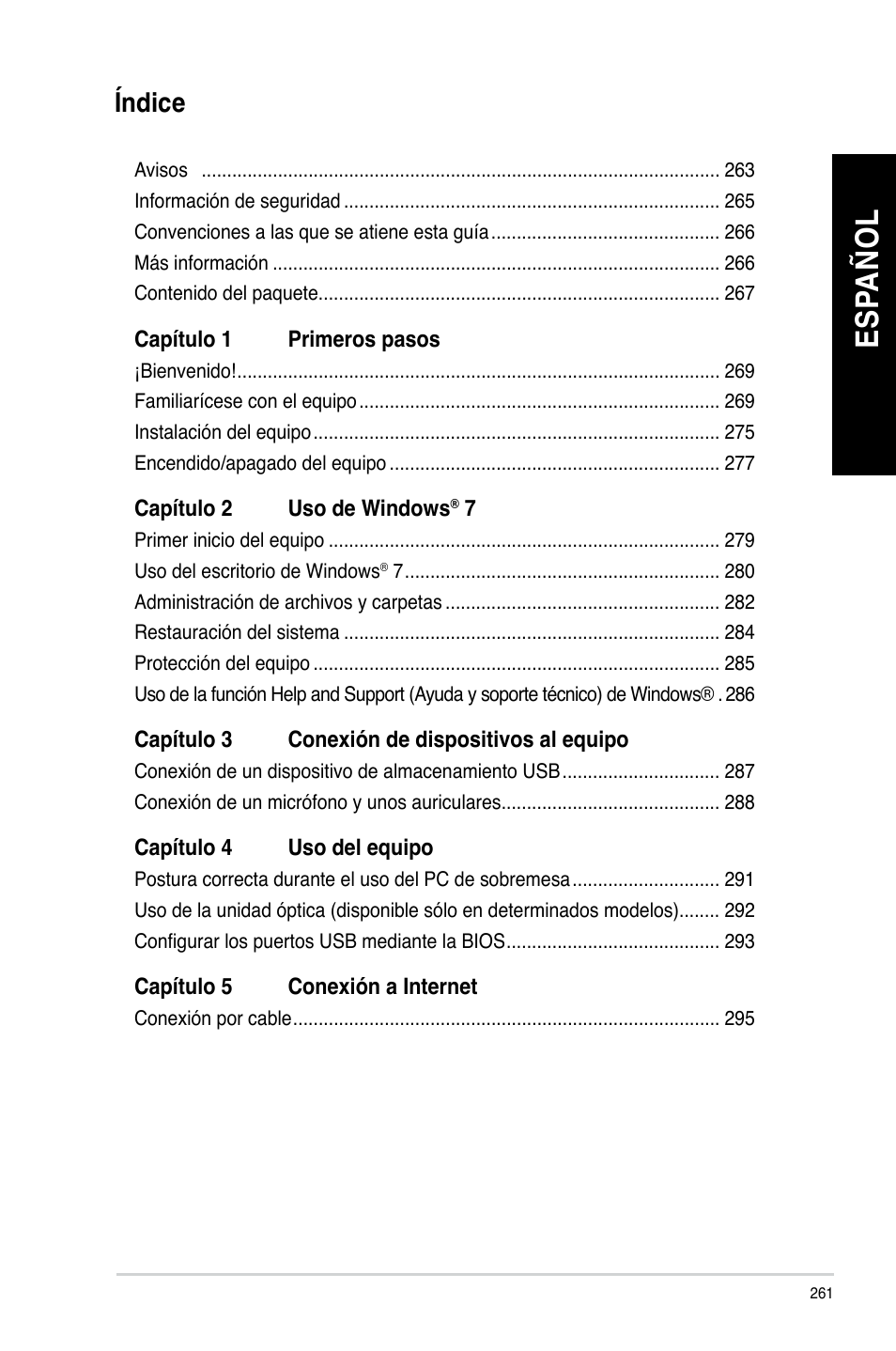 Es pa ño l es pa ño l es pa ño l es pa ño l | Asus BM1845 User Manual | Page 263 / 644